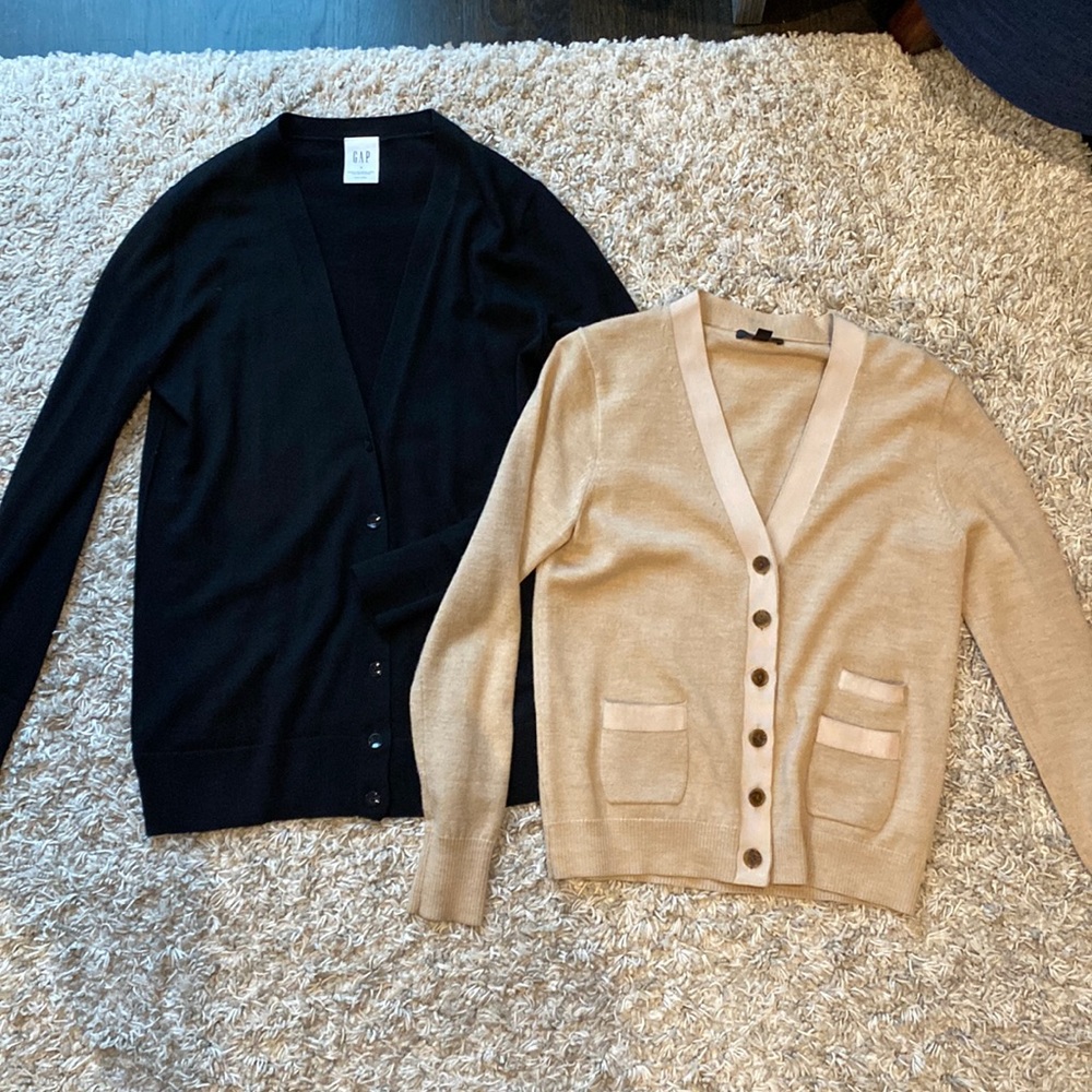 Cardigan bundle: Cream/beige  J. Crew and black Gap cardigans